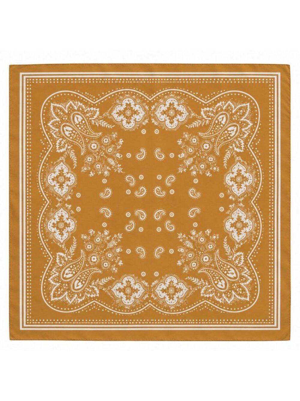 Mustard Gold Paisley Scarf 27x27 Satin Polyester Western Wild Rag Bandana Square